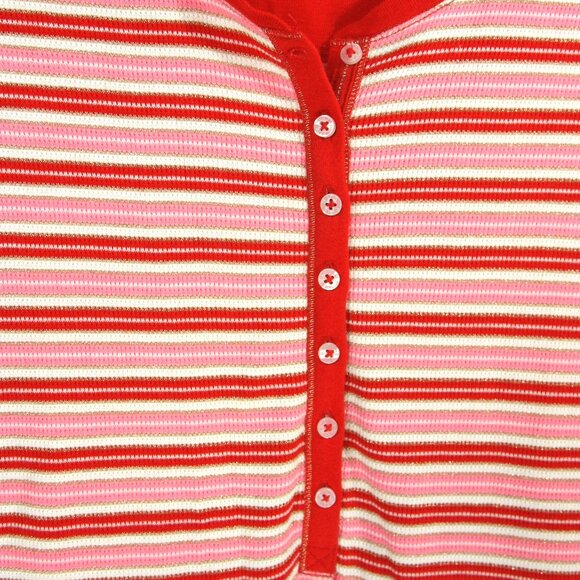 Victorias Secret Striped One Piece Shorts Top Pajamas Sleepwear Lounge Red M - Picture 2 of 6